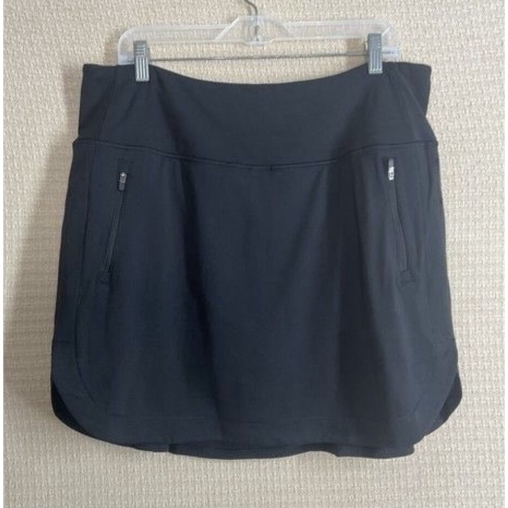 Athleta Fairway Golf Skort 16" Black Pockets Lined ShortsSkirt‎ Women Size XL